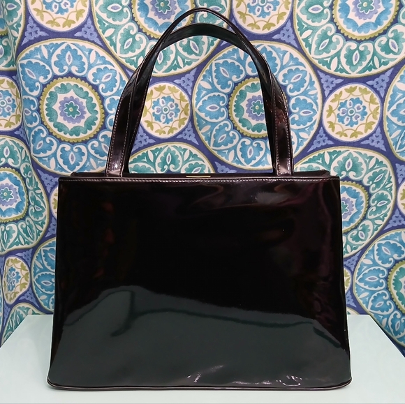 Vintage Nat Lewis Patent Leather Top Handle Handbag - Picture 4 of 13
